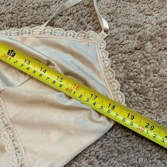 Vintage Nude Slip Dress Nightgown Rose Lace 38 Medium Sears - Picture 5 of 6